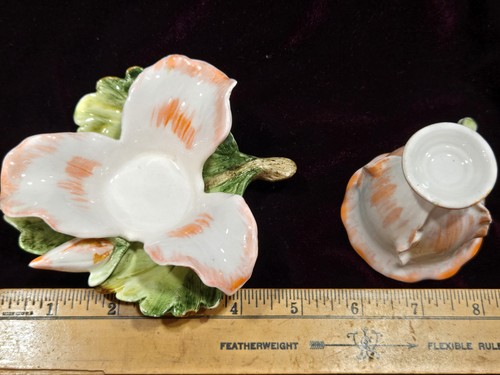 Vtg CM Inc Chadwick Porcelain Orange Flower Teacup & Saucer #33/72 Cottage Core - Picture 9 of 10