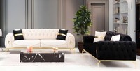 Sofagarnitur Luxus Chesterfield Sitzgruppe Dreisitzer Schwarz 3+3 Sitz