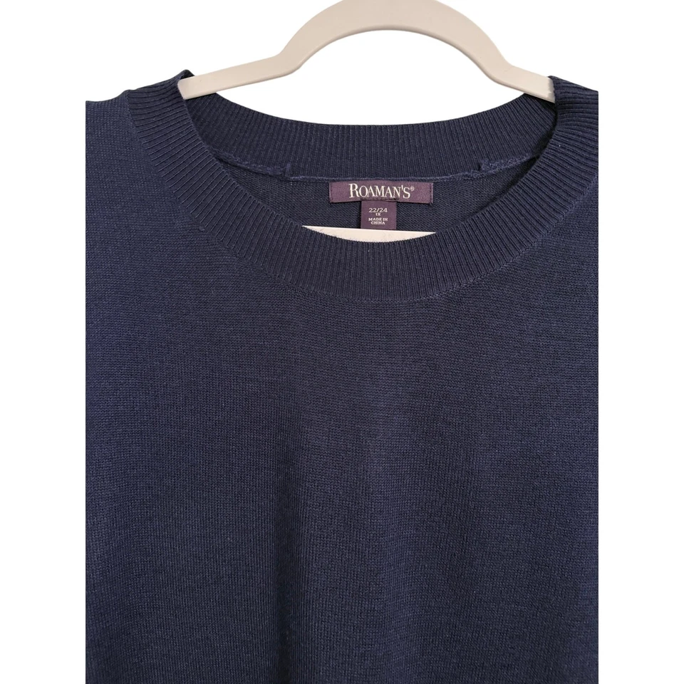 Roaman's NWOT Coastal Navy Nautical Laced Sides Super Soft Wool Blend Sweater 1X - Image 4 of 4