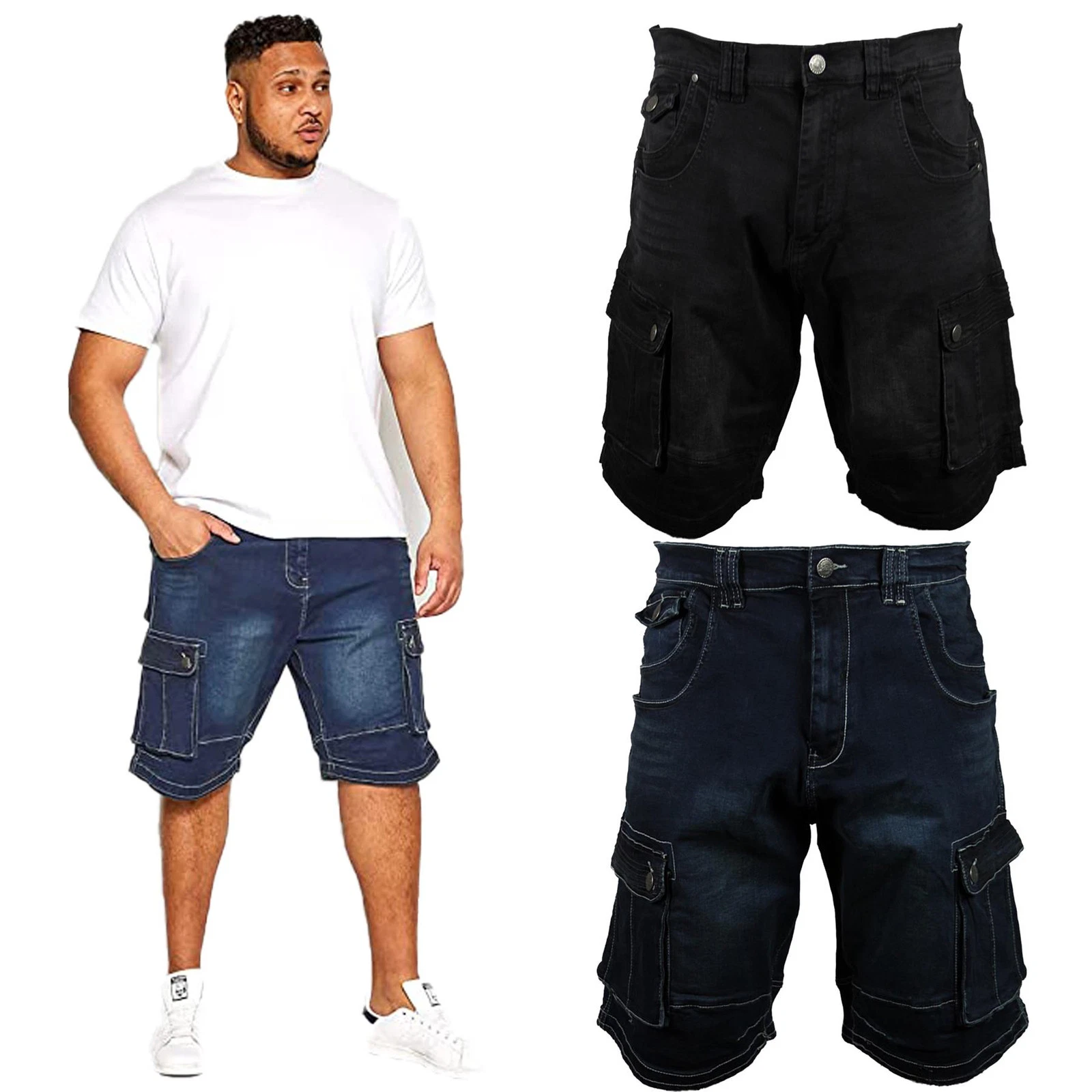 Kam Men's Big & Tall Regular Fit Denim Cargo Shorts Stretch Jean Shorts W40-W60
Opens in a new windo