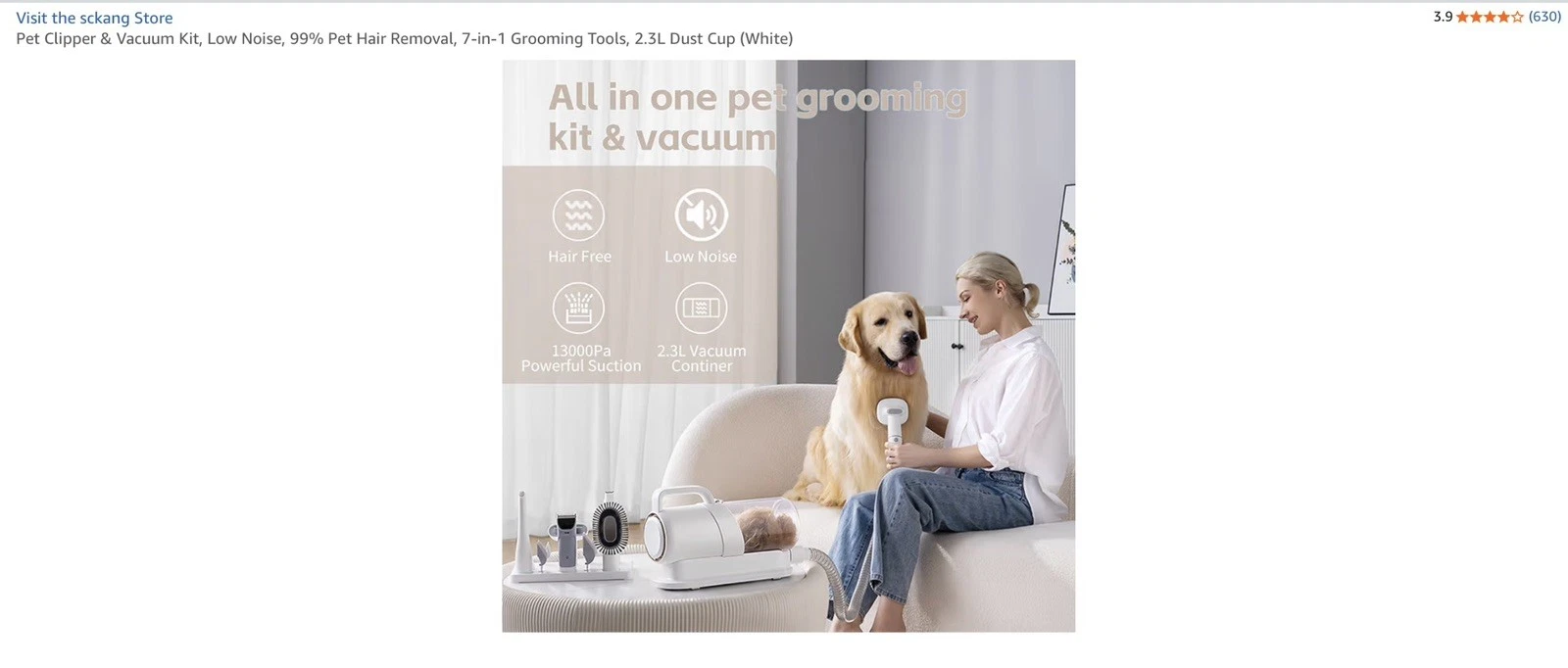 Sckang Pet Grooming Vacuum for Pets 8 in 1 Dog Grooming Kit & Vacuum Powerful
