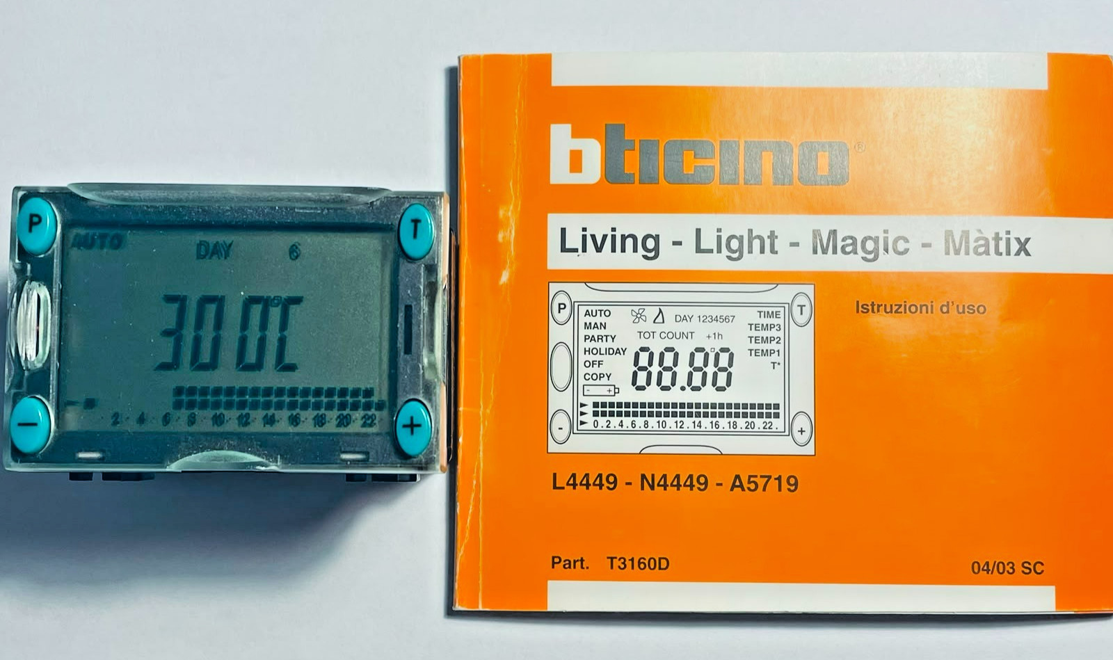 Cronotermostato Termostato Bticino L4449 Incasso Programmabile Settimanale