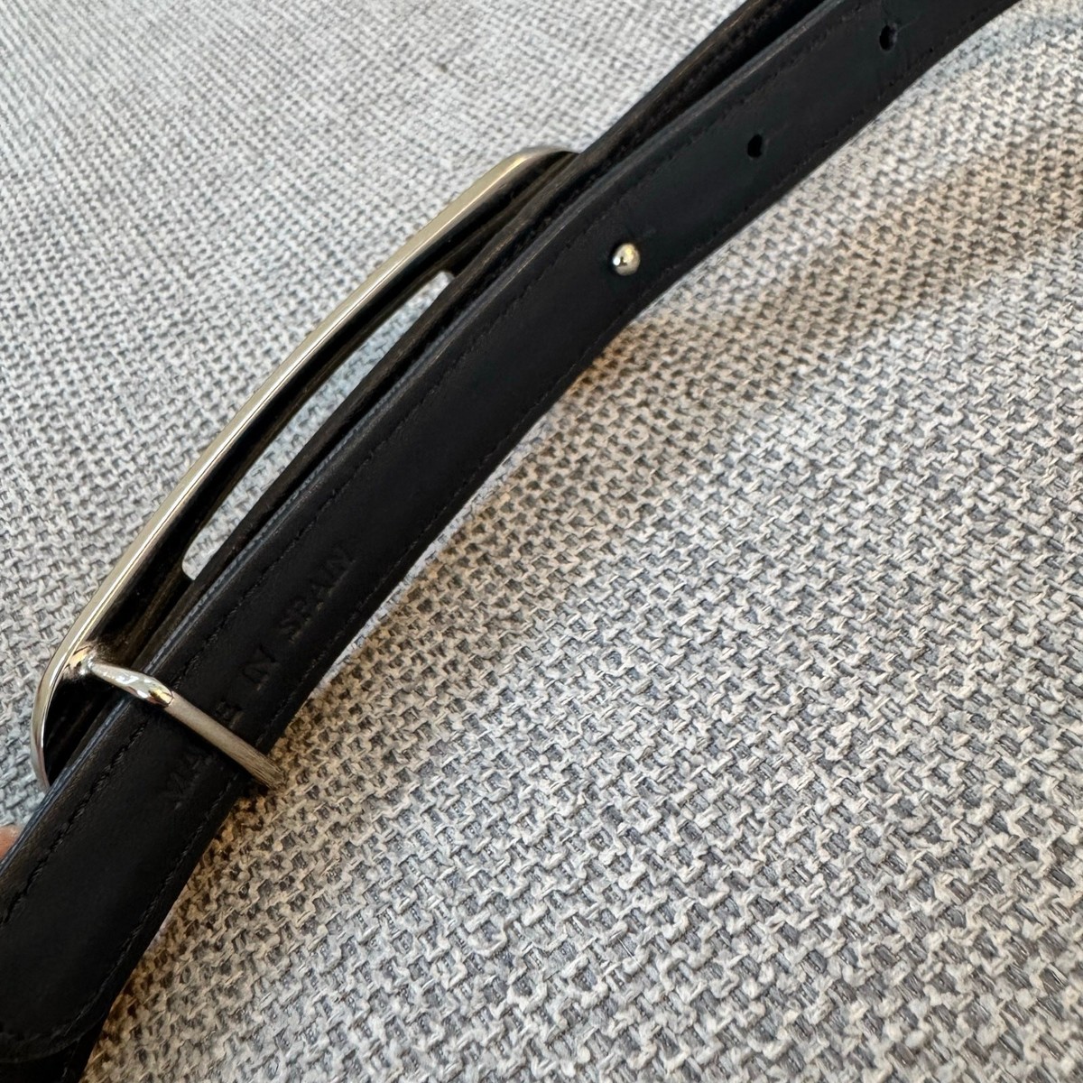 LOEWE calf leather Anagram logo Silver buckle belt Size 70  display picture 1