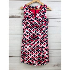 Gap Geometric Print Sheath Marcy Dress Size 0 Sleeveless Lined Pink White Blue