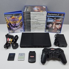 Sony PlayStation 2 PS2 Slim Console Bundle + Wireless Controller & 15 Games