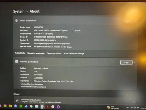 Huawei Matebook 15.6" D15 Laptop AMD Ryzen 5 4500U Windows 11 256GB-SSD 8GB-RAM - Afbeelding 2 van 10