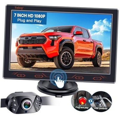 7-inch Backup Camera Ease-Setup for Cars: HD 1080P Touch Key Rear View 7 Inch