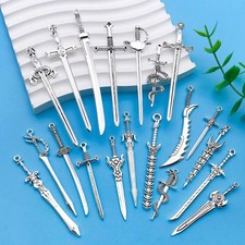 20pcs Antique Silver Sword Bookmarks Diy Charms Pendants for Jewelry Making