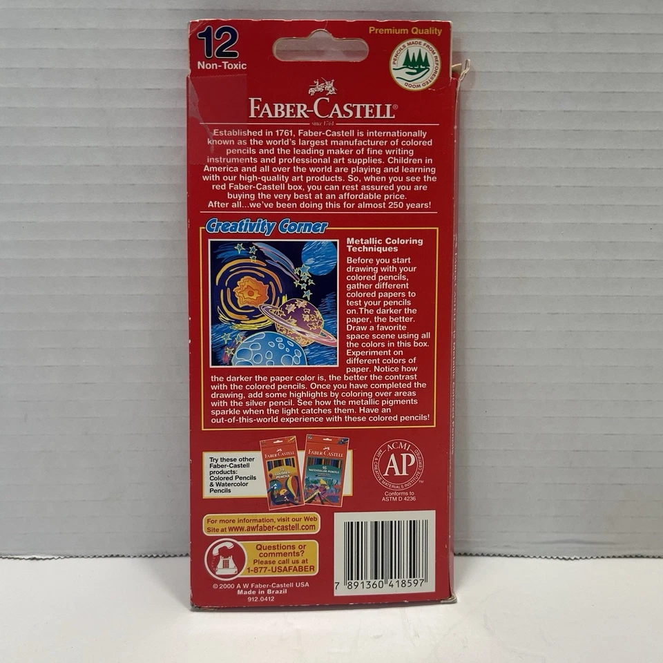 12 Lápices Faber-Castell Colores Metálicos De Colección 2000 Nuevo Antiguo Stock Brasil Foto 2 de 4