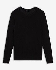 Express Sweater Mens Medium Black Merino Wool Blend Crewneck Pullover Knit NEW M
