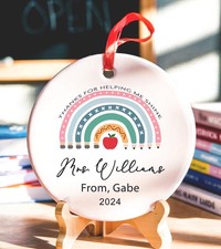 Teacher Christmas Ornament, Personalized Rainbow Ornament, Teacher Appreciation