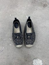 COACH Carson Denim Signature Espadrille Flats Womens Size 8 Black G3457