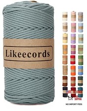 Braided Cotton Cord 3mm x 109yds - Colorful Macrame 1 Skein - 3mm Haze Blue