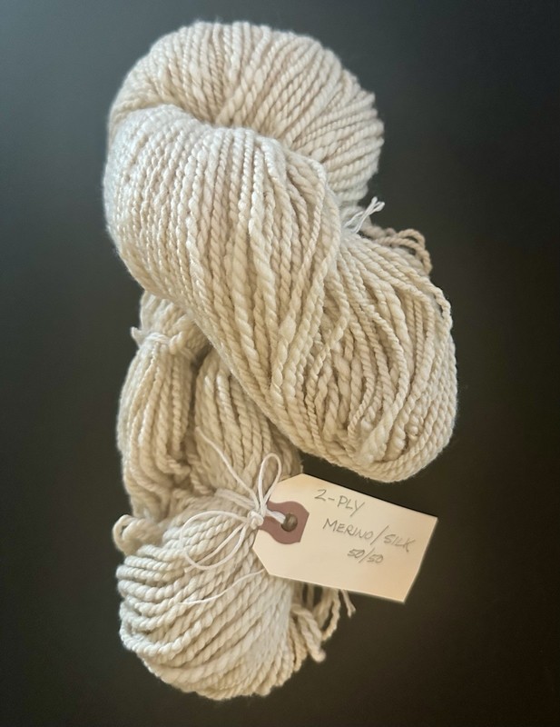 5.6oz Hand-spun Luxury Natural Undyed 50/50 Merino Silk Yarn Skein F2