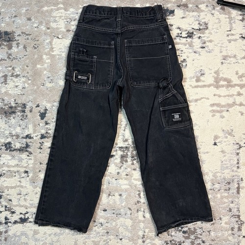 Deadstock Y2K Paco Jeans Boys YOUTH Sz 8 Black Denim Baggy Carpenter Pants - Picture 3 of 13