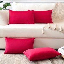 Set of 4 Decorative Throw Pillow Covers Soft Velvet 24" x 16" Pack of 4 Red