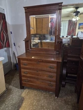 Eastlake Victorian Antique Dresser/Chest of Drawers with Mirror
