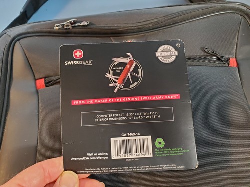 Swissgear INSIGHT 15.6" Laptop Travel Bag Case By Wenger Black & Shoulder Strap - Picture 5 of 13