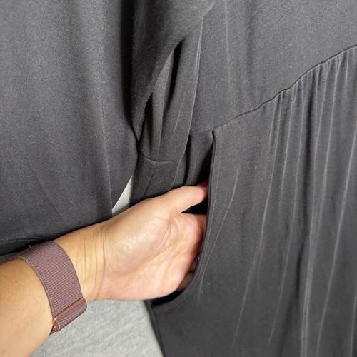J Jill Dress Plus Size 3X Black Jersey Knit Shirt Pockets Comfy Modal Cotton - Picture 6 of 8