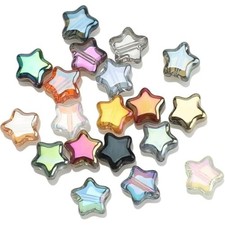 200Pcs Colorful Glass Star Beads Mixed Eletroplated Star Beads for Jew