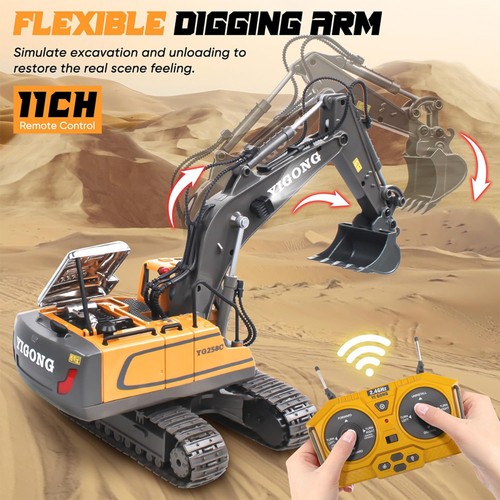 Ferngesteuerter Bagger Spielzeug RC Bagger mit Metall Schaufel Lichtern & Sound - Bild 11 von 22