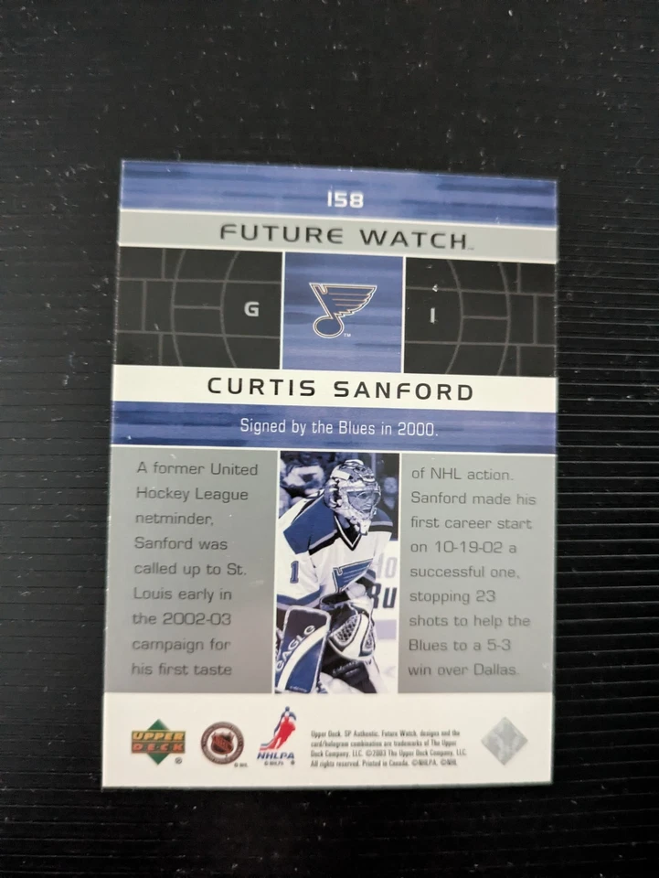 2002-03 UD SP AUTHENTIC CURTIS SANFORD #158 # /900 FUTURE WATCH ROOKIE - Image 2 of 2