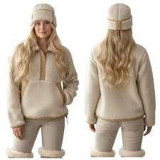 Coach Sherpa Pullover Jacket Cream Tan NWT 598 Size Large F300