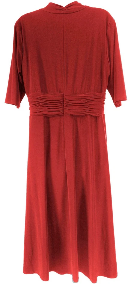 Vestido Evan Picono Rojo Cintura Acanalada Midi Talla 8 Navidad Fiesta Boda Foto 3 de 4