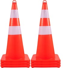 Safety Cones Traffic Cones 6 x 28" Orange Reflective Collars Road Cones