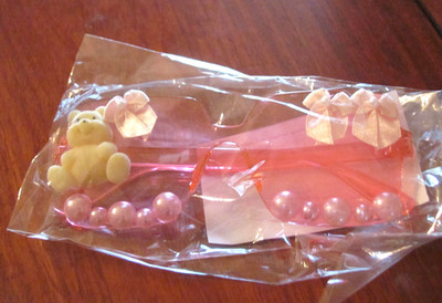 KREWE OF IRIS PINK WITH TEDDY BEAR, BOWS AND PEARLS DECORATED SUNGLASSES