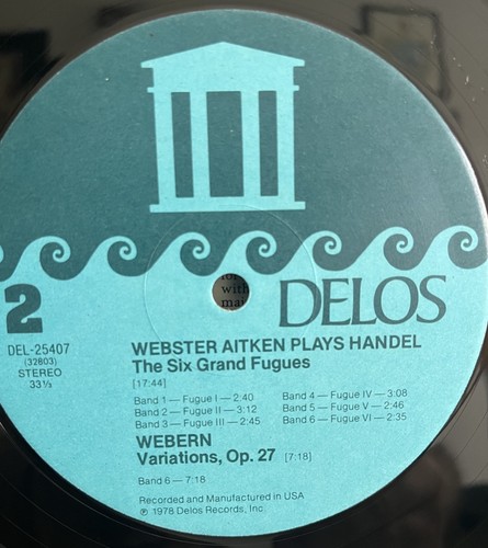 Piano: Webster Aitken Plays Schubert, Handel, Webern Delos DEL-25407 LP NN 1978 - Imagen 3 de 4