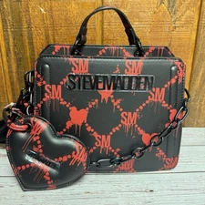 Steve Madden Evelyn Convertible Crossbody Bag - Black/Red Hearts