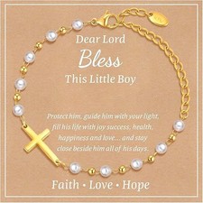 Gold Pearl Cross Bracelet for Kids   Style B