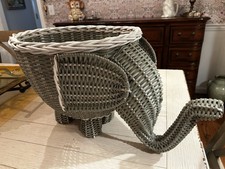 Pottery Barn Kids Elephant Shaped Rattan Storage Basket 25.5"W Gray