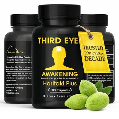 Third Eye Awakening - Organic Haritaki Capsules- Kailash Herbals-100 Capsules