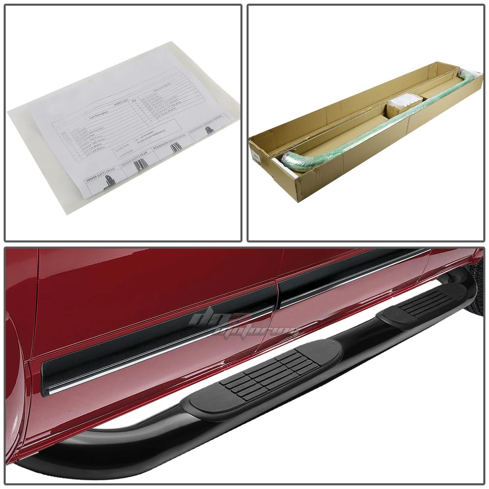 Para Ford Ranger SuperCab 1998-2011 4 puertas 3" estribo lateral barra Nerf estribo negro Foto 4 de 4