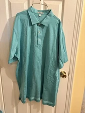 Peter Millar XL Golf Polo Style Short Sleeve Shirt  Turquoise Blue