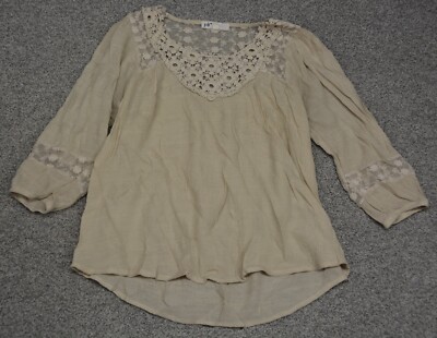 Jolt Long Sleeve Pullover Blouse Women's Small Light Brown