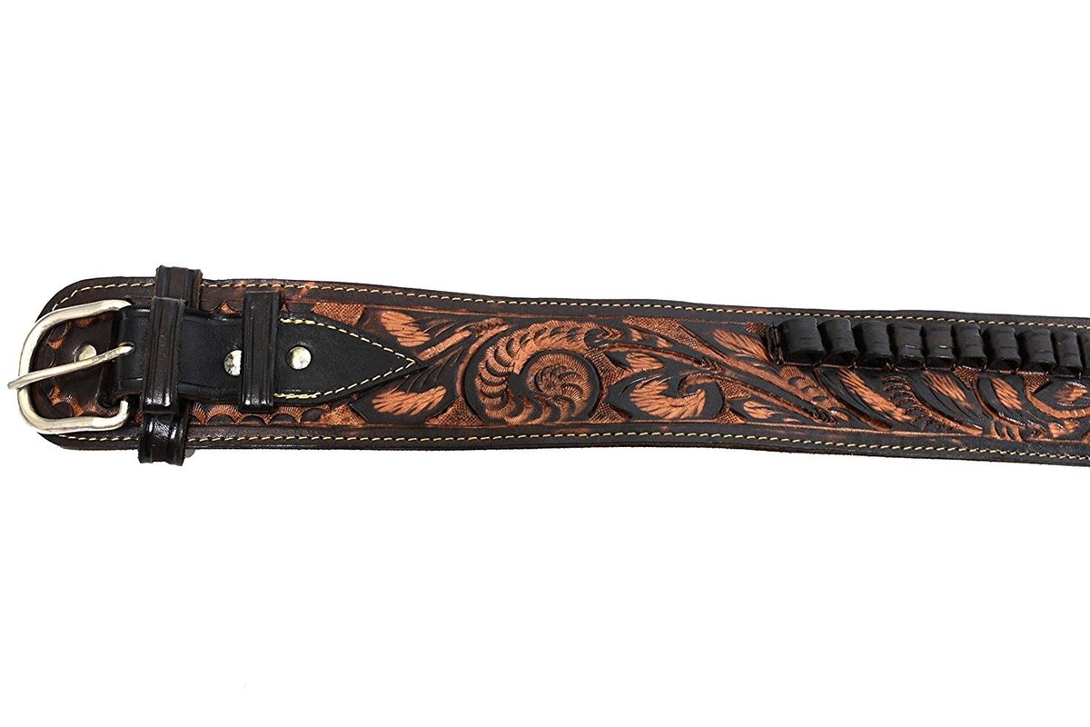Western Gun Belt - 45 Cal - 40\" Hip Size- Brown Cowhide Leather...