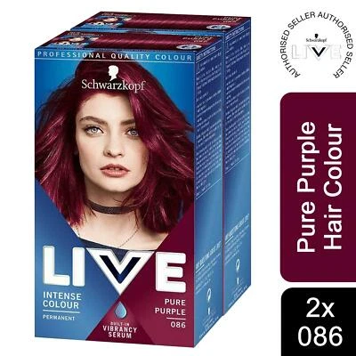 2x Schwarzkopf Live Intense Permenant Colour Pure Purple 086 mit Vibrancy Serum