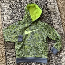 Nike Boys 6, DriFit Hooded Pullover, Gray/Lime Green, Wore Once