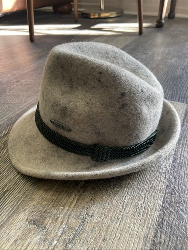 Chapeau imperméable laine Allen Kitz Autriche enfants petit gris vert Octoberfest Fedora - Photo 1/17