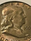 1957-D Franklin Half Dollar Toning XF+ #1182