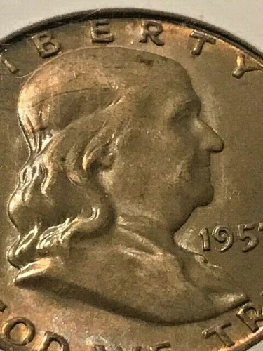 1957-D Franklin Half Dollar Toning XF+ #1182