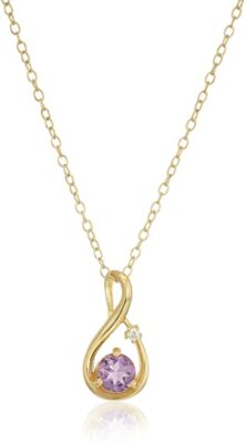 Gold Plated Sterling Silver Shooting Star Amethyst Necklace 18