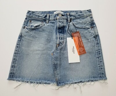 NWT MOUSSY VINTAGE Wellington Denim Mini Skirt in Light Blue Size 24,25,28 $235