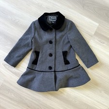 Rothschild Coat 4T Gray Little Girls Winter Dress Peacoat Black Trim Lined
