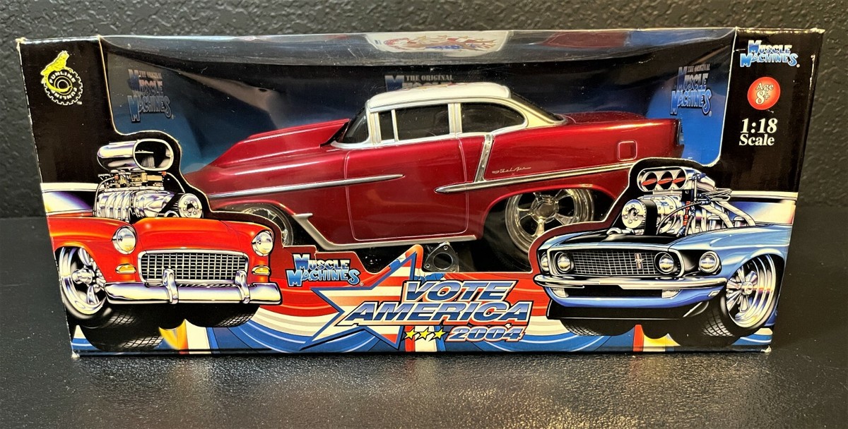 Muscle Machines Vote America 2004 1955 Chevy Bel Air Red 1:18