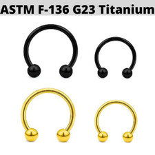 16G 5/16" Gold Titanium BALL HORSESHOES RING TRAGUS ROOK NOSE SEPTUM DAITH LIP