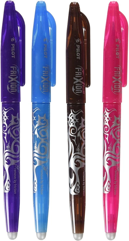 Lot de 4 stylos Roller PILOT FRIXION 07 Violet, Rose, Turquoise, Chocolat - Photo 1/1